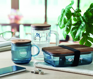 Logo trade promotional giveaways picture of: Ribbed glass mug 300ml