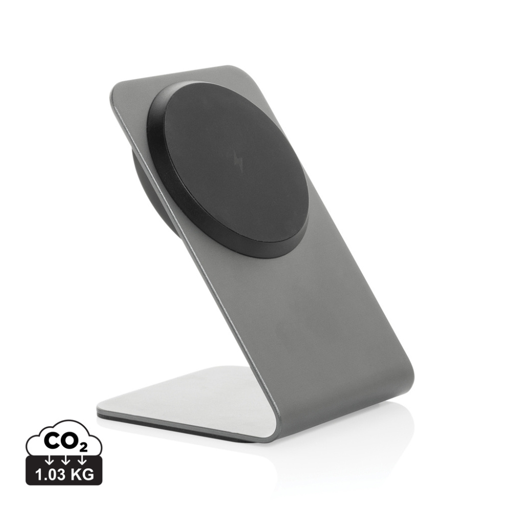 Logotrade promotional products photo of: Terra aluminium 15W magnetic wireless charging phone stand