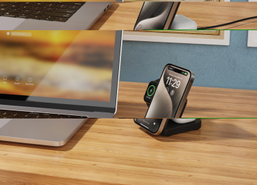 Logo trade advertising product photo of: Urban Vitamin Arcadia RCS rplastic 15W 3in1 magnetic charger