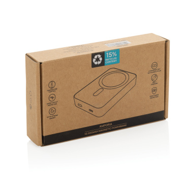 Logo trade promotional items image of: Amporia RCS recycled plastic 10.000mAh magnetic powerbank