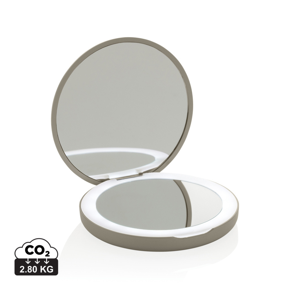 Logo trade promotional gift photo of: Lumora RCS recycled plastic LED re-chargeable make-up mirror
