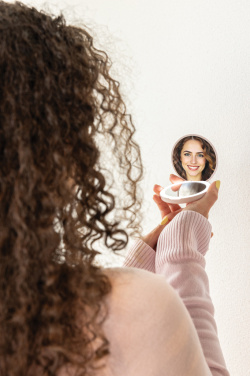 Logo trade promotional product photo of: Lumora RCS recycled plastic LED re-chargeable make-up mirror