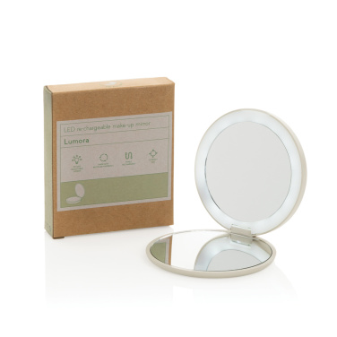 Logo trade promotional merchandise image of: Lumora RCS recycled plastic LED re-chargeable make-up mirror