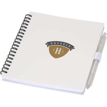 Logo trade promotional giveaways picture of: Niove recycled plastic soft cover notebook and ballpoint pen set (blue ink)