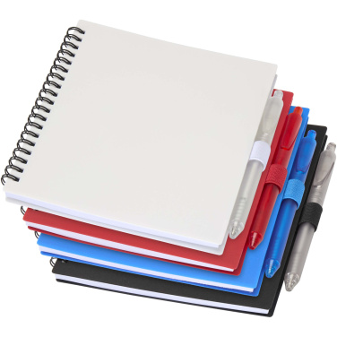 Logo trade promotional products image of: Niove recycled plastic soft cover notebook and ballpoint pen set (blue ink)
