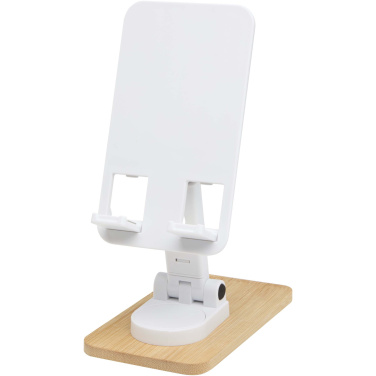 Logo trade promotional product photo of: Alfirk recycled plastic foldeable desk phone stand with bamboo details
