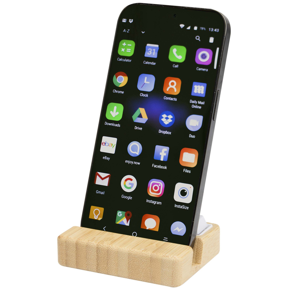 Logo trade business gift photo of: Algol recycled plastic phone stand and fidget toy with bamboo details