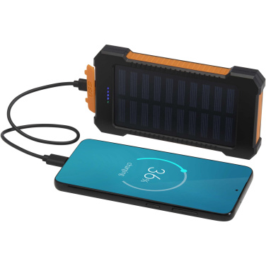 Logo trade promotional giveaway photo of: Altair 5000 mAh 10W recycled plastic rugged solar power bank with built-in torch