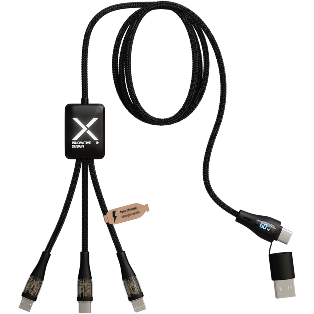 Logotrade business gift image of: SCX.design C51 60W 5-in-1 rPET fast charging cable with display