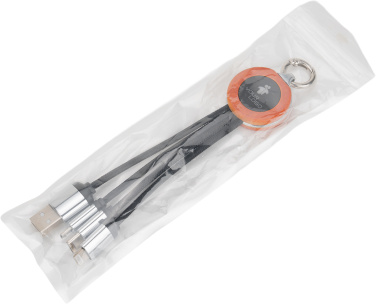 Logotrade promotional product image of: 4-in-1 cable with elighted logo in a wooden casing