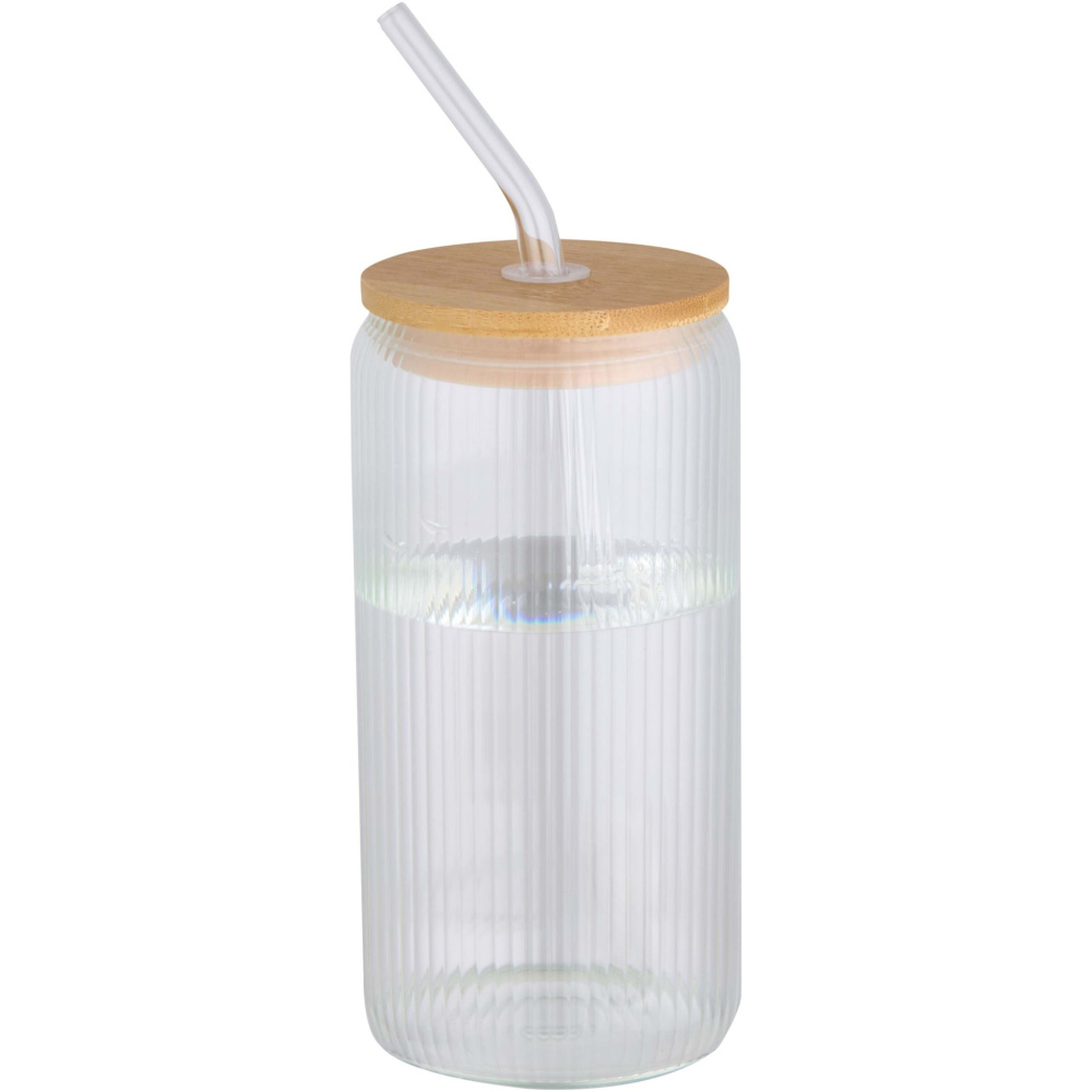 Logo trade promotional merchandise picture of: Mirage 500 ml single-walled borosilicate glass jar with bamboo lid