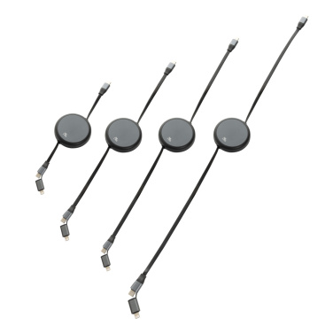 Logo trade advertising product photo of: Terra RCS recycled aluminium retractable 240W 2-in-1 cable
