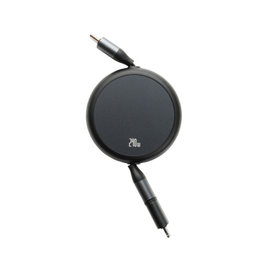 Logo trade promotional gifts image of: Terra RCS recycled aluminium retractable 240W 2-in-1 cable