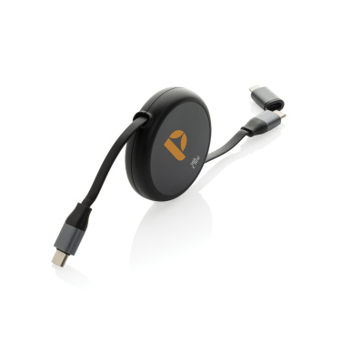 Logo trade promotional items image of: Terra RCS recycled aluminium retractable 240W 2-in-1 cable