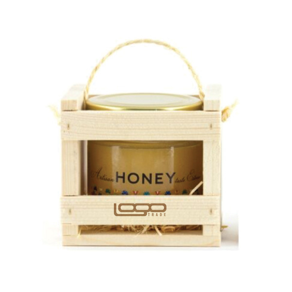 Logotrade promotional merchandise photo of: ##Flower honey in a wooden box, 300 ml with custom design
