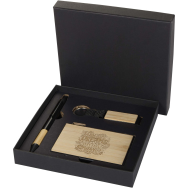 Logotrade promotional gift image of: Minka RCS recycled aluminium ballpoint pen, keychain and RFID card holder gift set