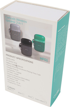 Logotrade promotional giveaway image of: Bluetooth Speaker HF01 with Built-in Earbuds 2 in 1
