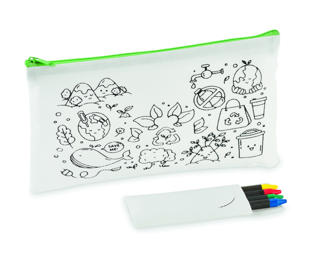 Logo trade advertising products picture of: Pencil case with 4 crayons