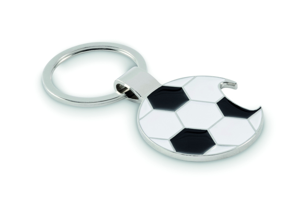 Logo trade corporate gifts image of: Football keyring with opener