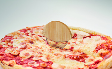 Logo trade advertising product photo of: Round bamboo pizza cutter