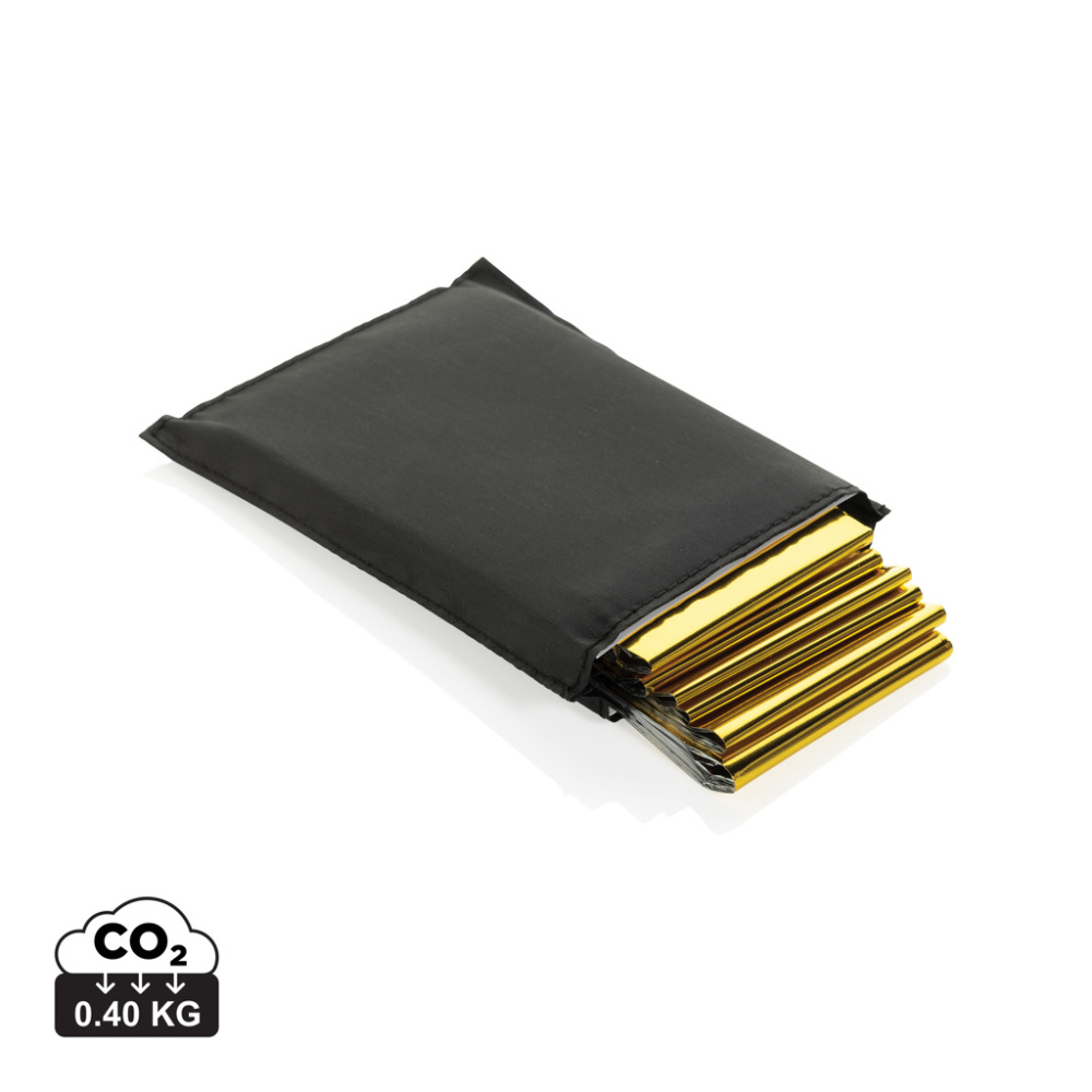 Logotrade promotional product picture of: Solra emergency blanket in RCS recycled RPET pouch