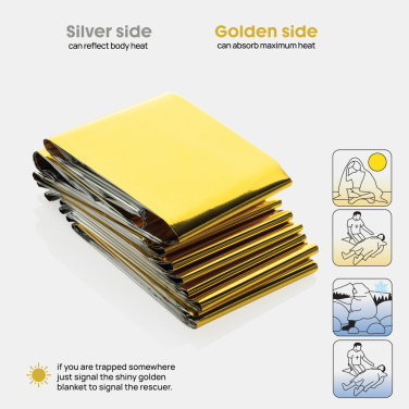 Logo trade promotional merchandise photo of: Solra emergency blanket in RCS recycled RPET pouch