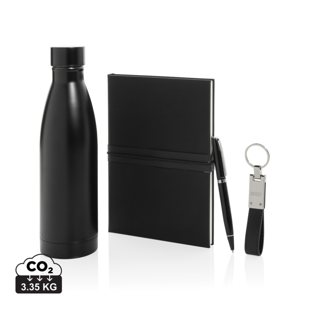 Logo trade promotional items image of: Swiss Peak RCS deluxe business gift set w/ water bottle