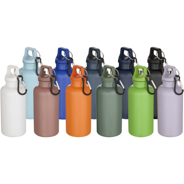 Logo trade promotional merchandise photo of: Oregon 400 ml solid colour RCS recycled plastic water bottle with carabiner