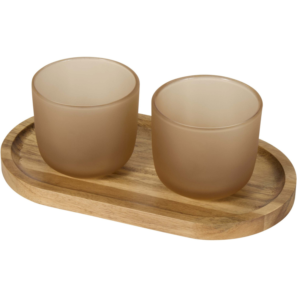Logo trade business gifts image of: Male wooden serving tray and glass cups set