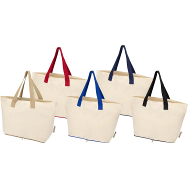 Logo trade corporate gifts picture of: Sierra 140 g/m² GRS recycled foldable cotton tote bag 7L