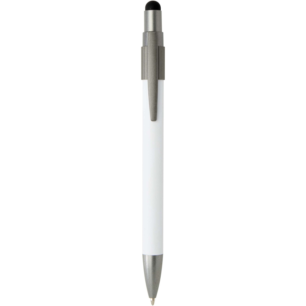 Logotrade corporate gift image of: Rill RCS recycled ballpoint pen with stylus and fidget spinner (black ink)