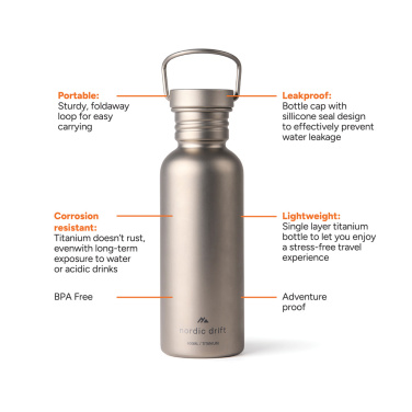 Logo trade promotional items image of: Nordic Drift Trail Ultra Light Titanium 600ml Water Bottle