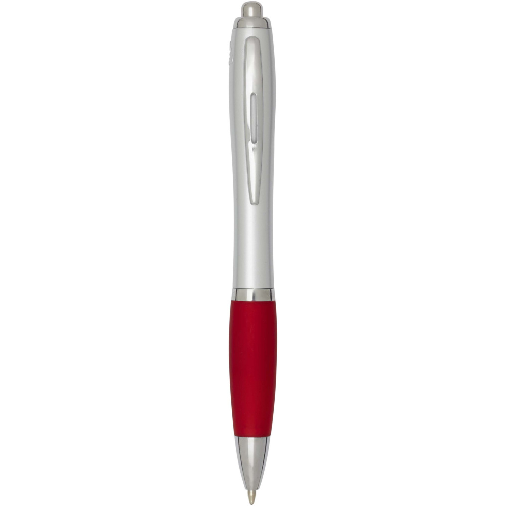 Logo trade advertising product photo of: Nash RCS recycled plastic ballpoint pen with silver barrel and coloured grip (black ink)