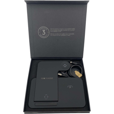 Logotrade promotional merchandise image of: SCX.design W28 3-in-1 wireless charging base with phone stand