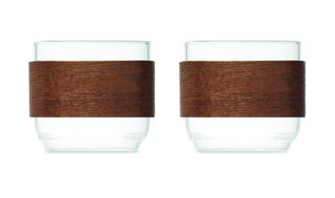 Logo trade advertising product photo of: Coffee glass set walnut grip
