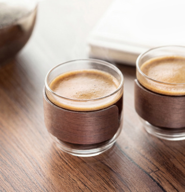 Logotrade promotional products photo of: Coffee glass set walnut grip