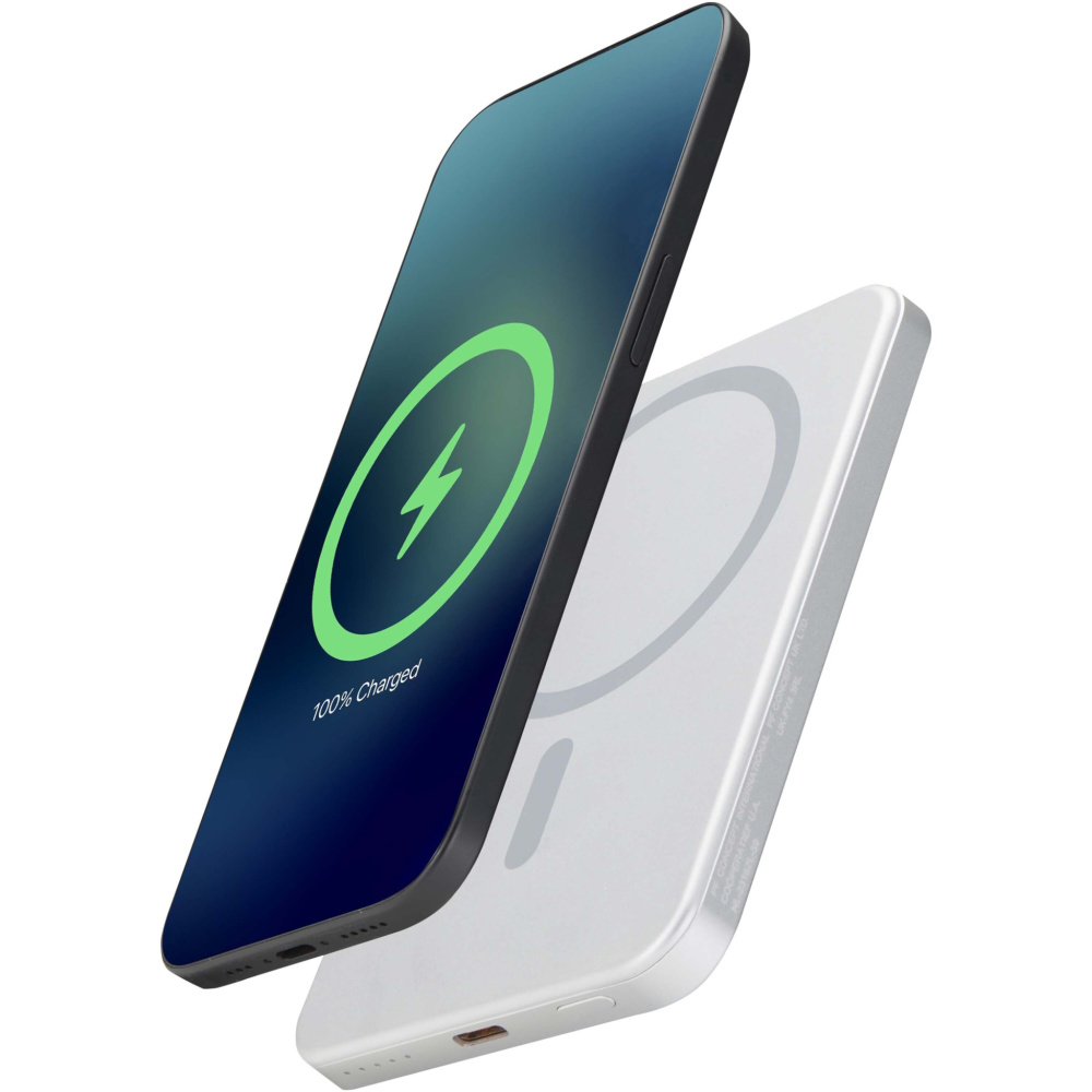 Logo trade business gifts image of: Avis 5000 mAh RCS recycled aluminium magnetic power bank 