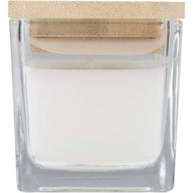 Logotrade promotional item picture of: Ambra square glass candle with bamboo lid