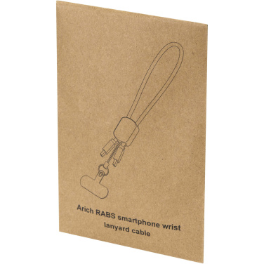 Logotrade promotional items photo of: Arich RCS recycled wrist lanyard with built-in 20W Type-C charging cable