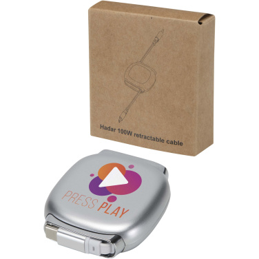 Logo trade business gift photo of: Alphard 100W recycled plastic retractable CarPlay PD fast charging cable