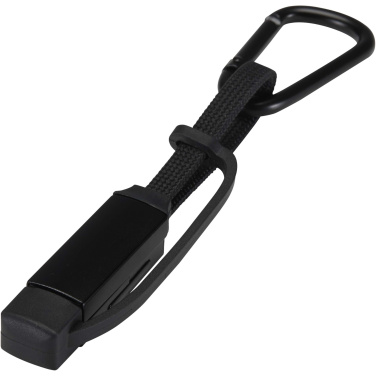 Logotrade promotional product picture of: Algieba 65W 3-in-1 recycled aluminium charging cable with carabiner