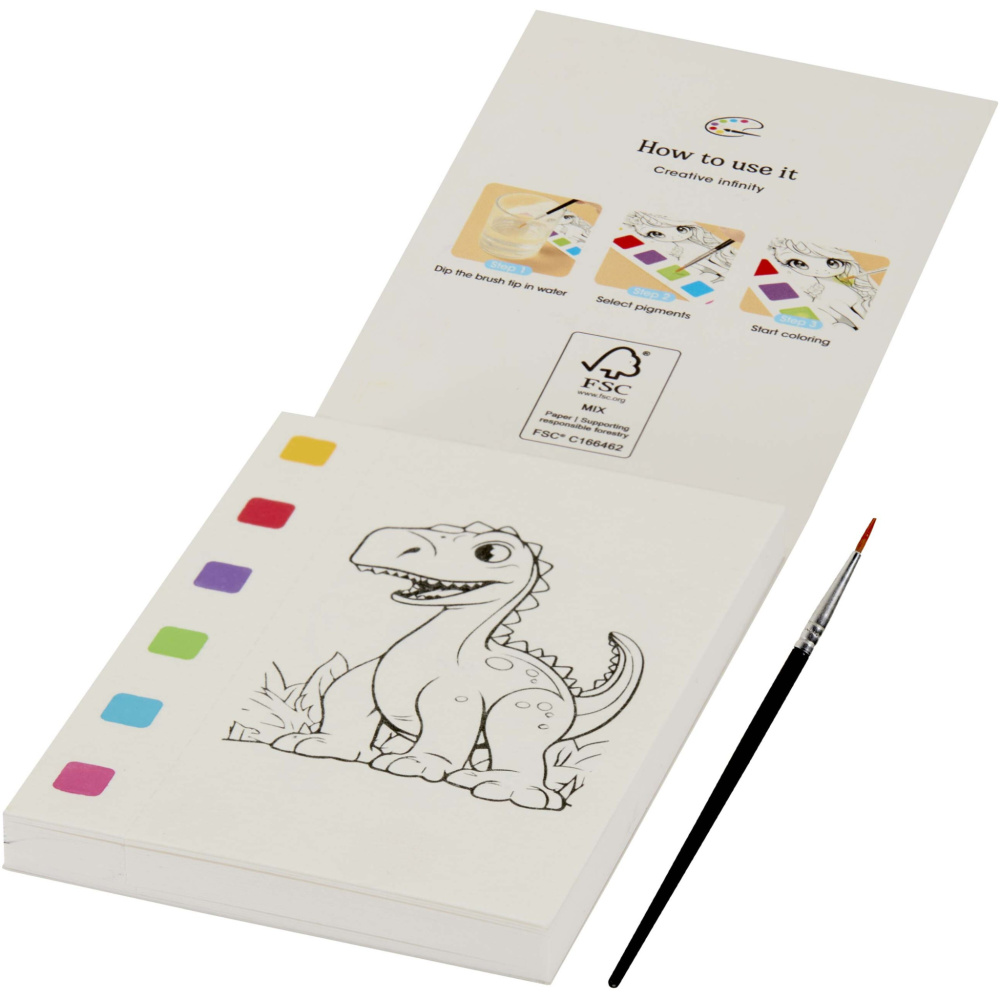 Logotrade promotional product image of: Quell colouring book and water brush pen set