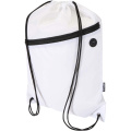 Oriole RPET drawstring bag with zipped front pocket 5L, White