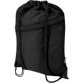 Oriole RPET drawstring bag with zipped front pocket 5L, Black