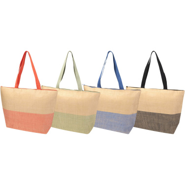 Logotrade corporate gift image of: Rhythm straw paper large zipped tote bag 21L