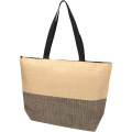 Rhythm straw paper large zipped tote bag 21L, Black