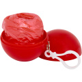 Fog poncho in round plastic container with carabiner, Red