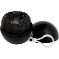 Fog poncho in round plastic container with carabiner, Black