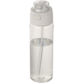 Theron 700 ml RCS recycled plastic water bottle with dual function lid and flip straw, Transparent clear
