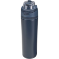 Theron 800 ml RCS recycled single wall stainless steel water bottle with dual function lid , Navy